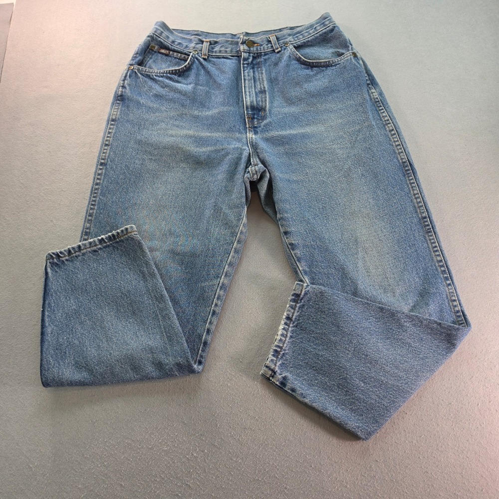 Vintage Chic High Waisted Tapered Leg Jeans Blue Denim Made in USA Size 18WP